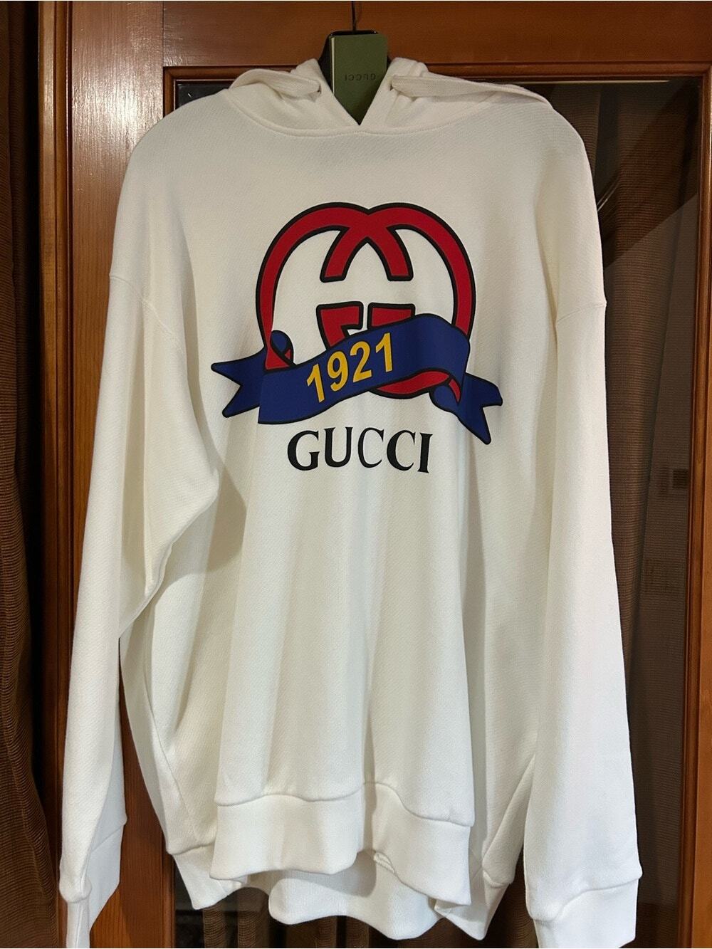 Men's Gucci 1921 interlocking G jersey cotton hoodie size XL made in Italy